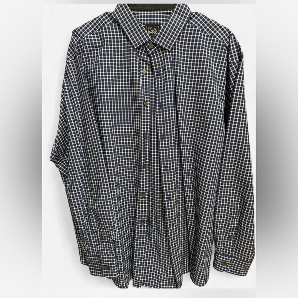 Mens XL Jos. A. Bank Blue and White Plaid check old money suit button down